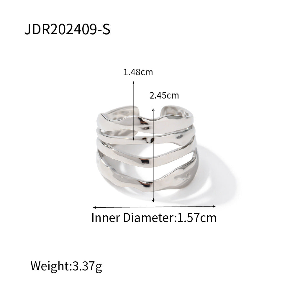 Simple Gold Stainless Steel Adjustable Ring G18