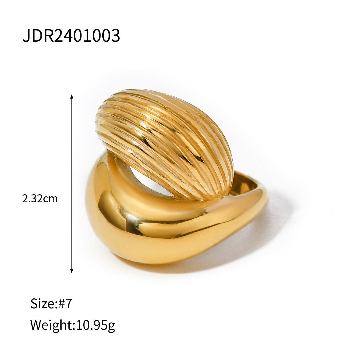 Stainless Steel Gold Irregular Ring Adjustable Ring G20