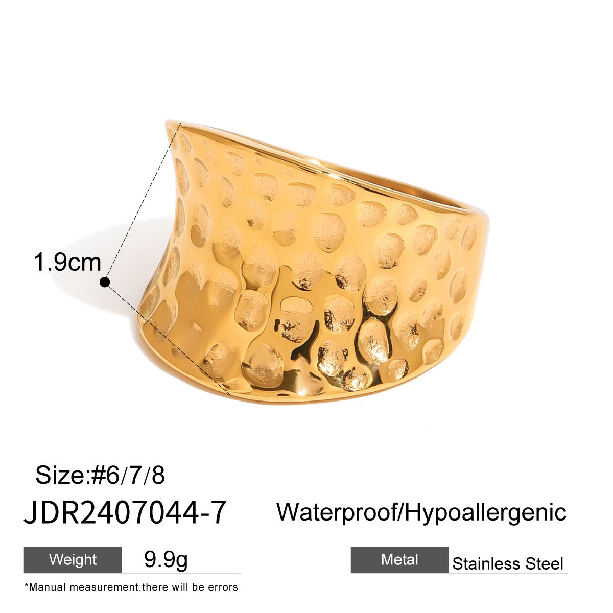 Stainless Steel Gold Irregular Ring Adjustable Ring G20