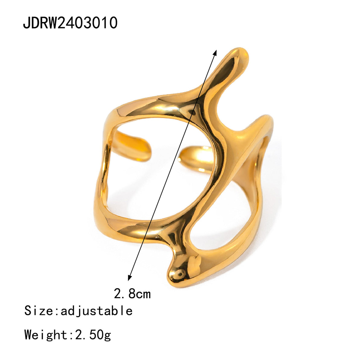 Irregular Ring Line Geometric Adjustable Open Ring G17