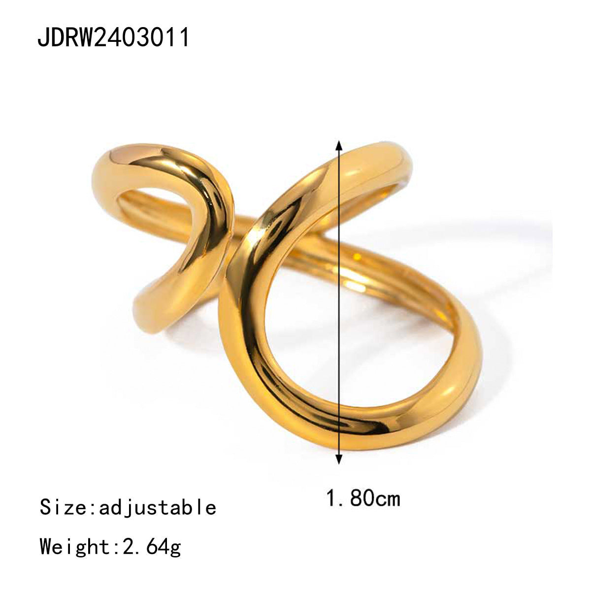 Irregular Ring Line Geometric Adjustable Open Ring G17