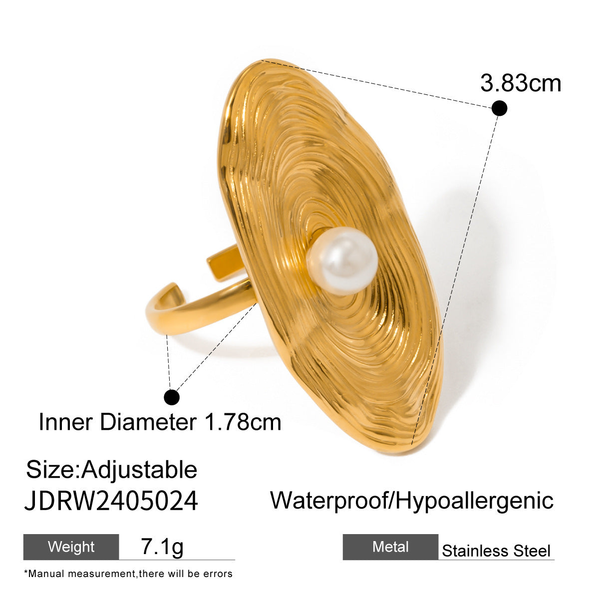 Stainless Steel Gold Irregular Ring Adjustable Ring G20