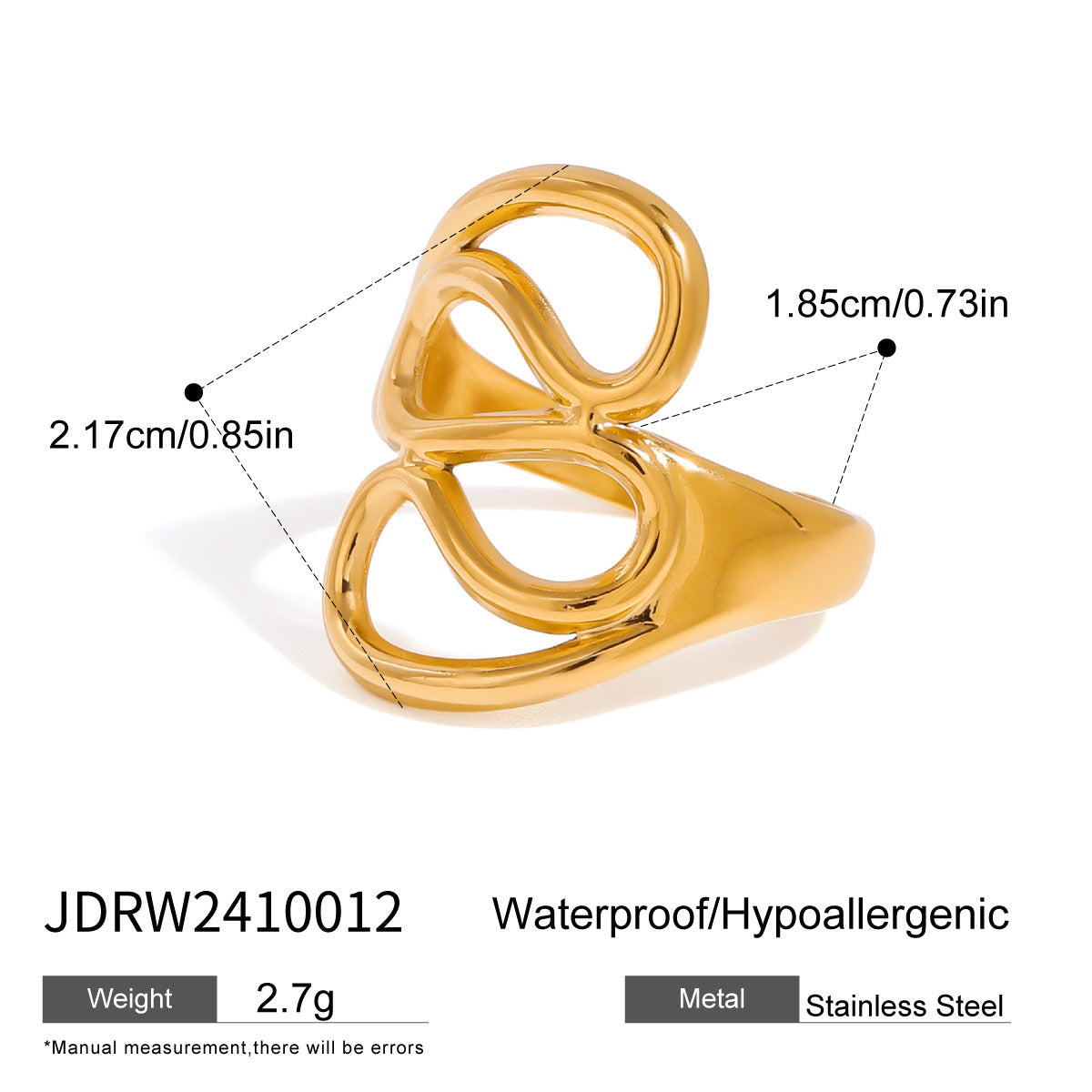 Irregular Line Hollow  Gold Open Ring G12