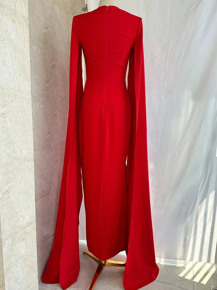 Party Evening Dresses Women Casual Strapless Red Banquet Maxi Wedding Dresses for Female (ZD13670)