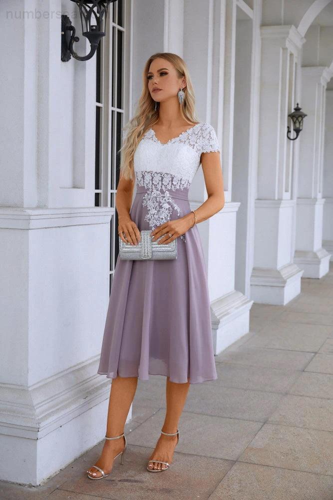 Lace Chiffon Lace Bridesmaid Dress Prom Dress PartyGown  28120 (ZD17008)