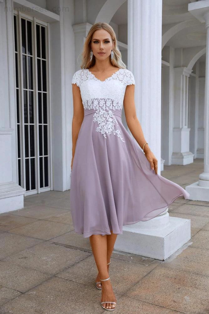 Lace Chiffon Lace Bridesmaid Dress Prom Dress PartyGown  28120 (ZD17008)