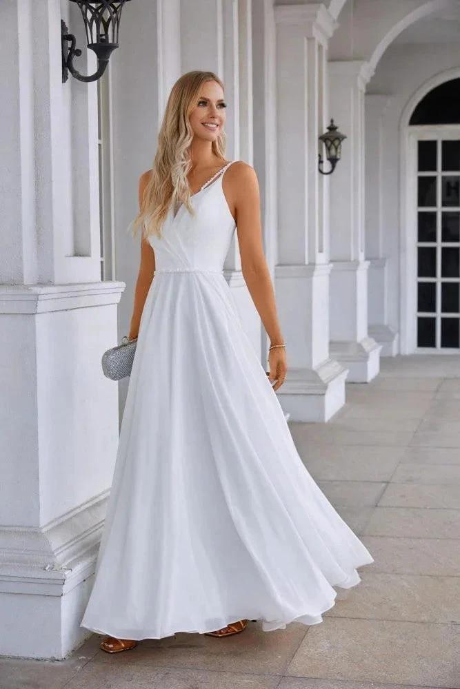 Ladies Spaghetti Strap Belt Chiffon Bridesmaid Evening Dress Prom Wedding Party Evening Dress 28134 by numbersea