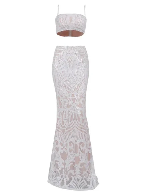 White Two Pieces Mermaid Wedding Dress Sexy Beach Wedding Dress (ZD13605)