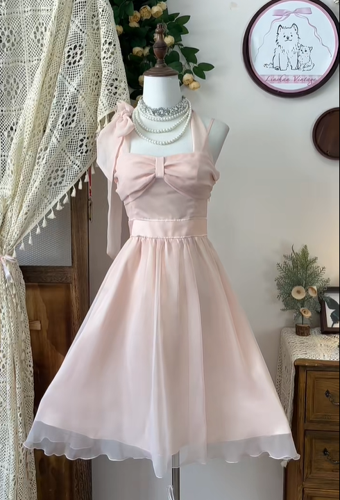 Cute Pink Spaghetti Straps A-Line Mini Party Dress Homecoming Dress - FashionDia