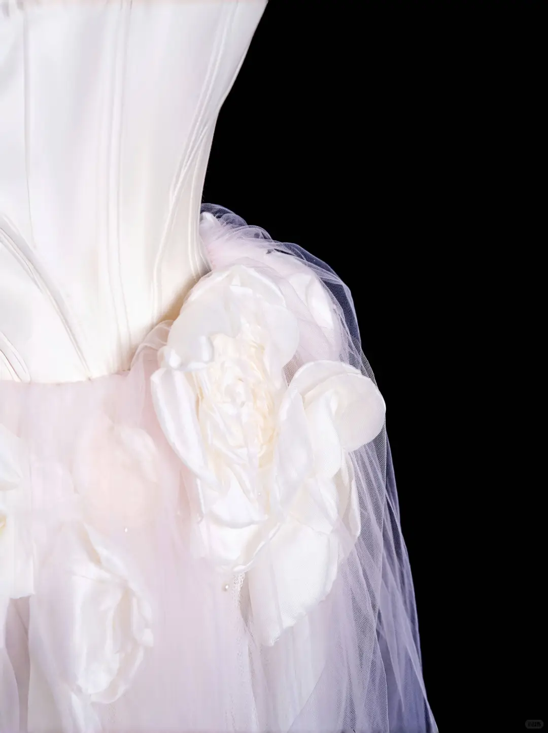 Classy White Satin Pink Tulle Strapless Birthday Dress Wedding Party Dress