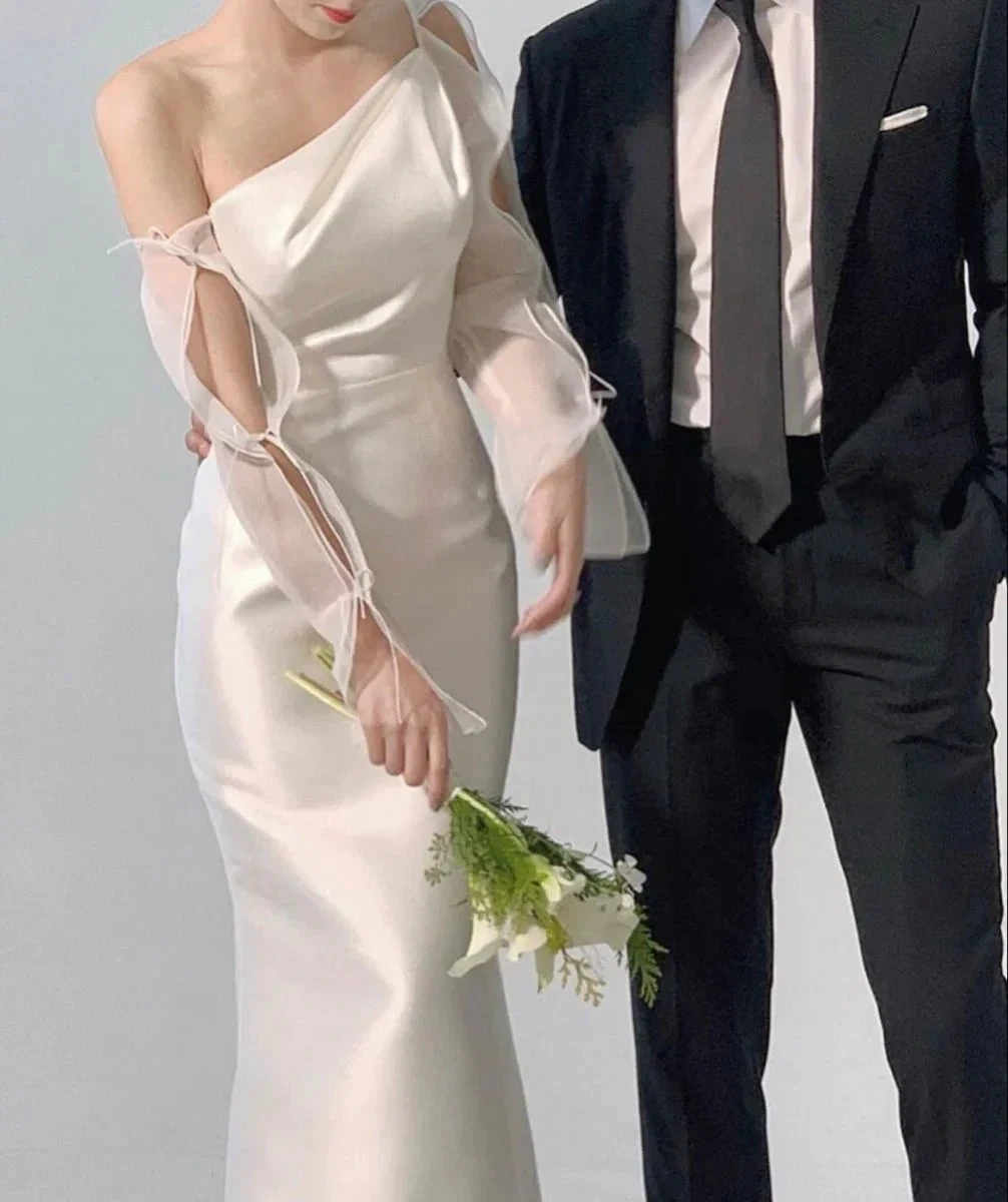 Chic White Mermaid Wedding Dress,White Bridal Dress Y2652 by simplepromdress