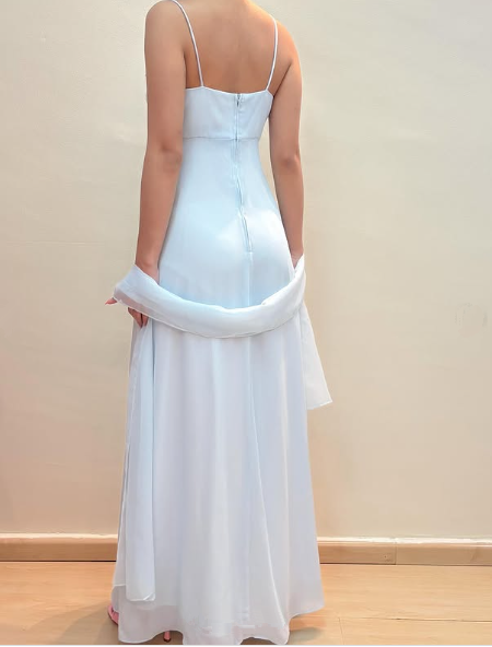 Elegant Pastel Blue Straps Chiffon Appliques Beaded Prom Evening Dress Y8142 - View 4 | VelvetHem