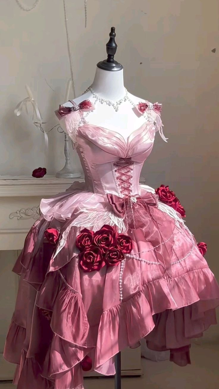 Beautiful Rose Pink Chiffon Ruffle Short Party Dress Formal Homecoming Dress Birthday Outfits - View 2 | FashionDia