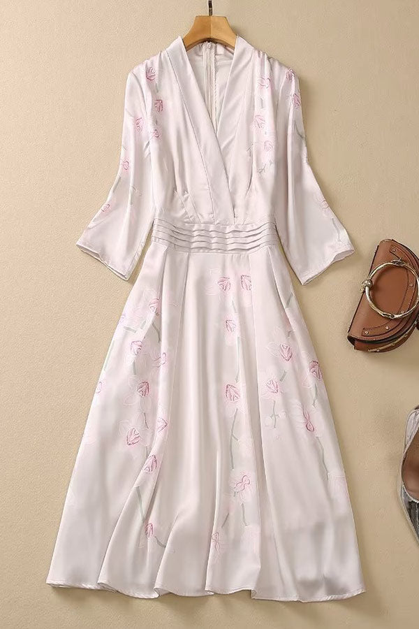 White Printed Short Dress Inspired by Kate Middleton - Fashionpara