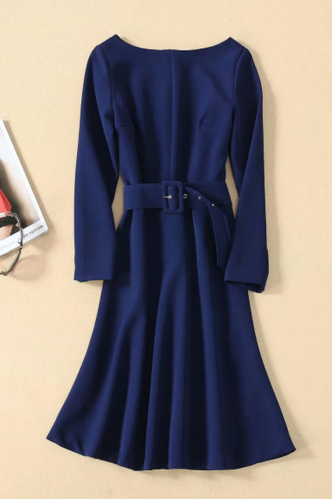 Kate Middleton Dark Navy Fashion Dress With Sleeves - Fashionpara
