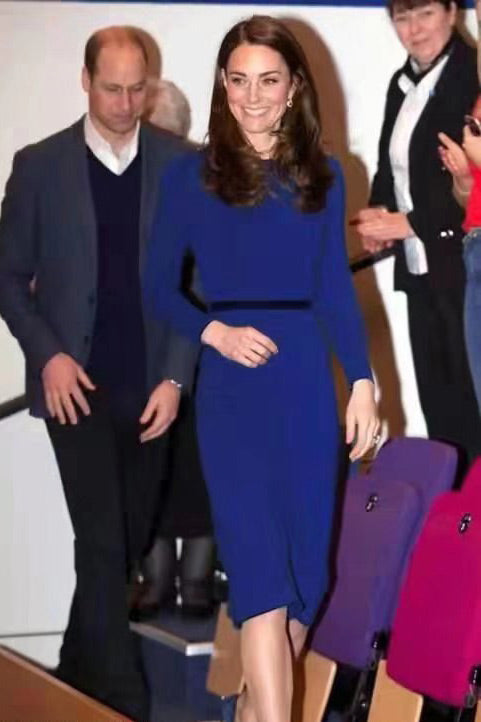Kate Middleton Inspired Dark Royal Blue Dress - Fashionpara