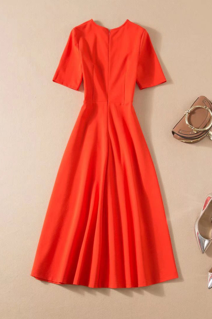 Kate Middleton Orange Red A-Line Dress - Fashionpara