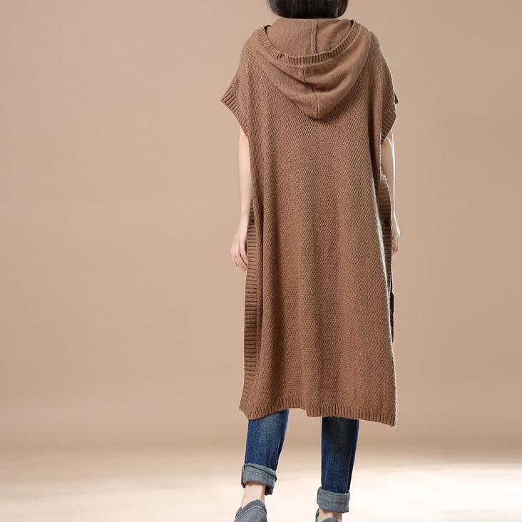 Khaki knitted dresses asymetrical sweaters women