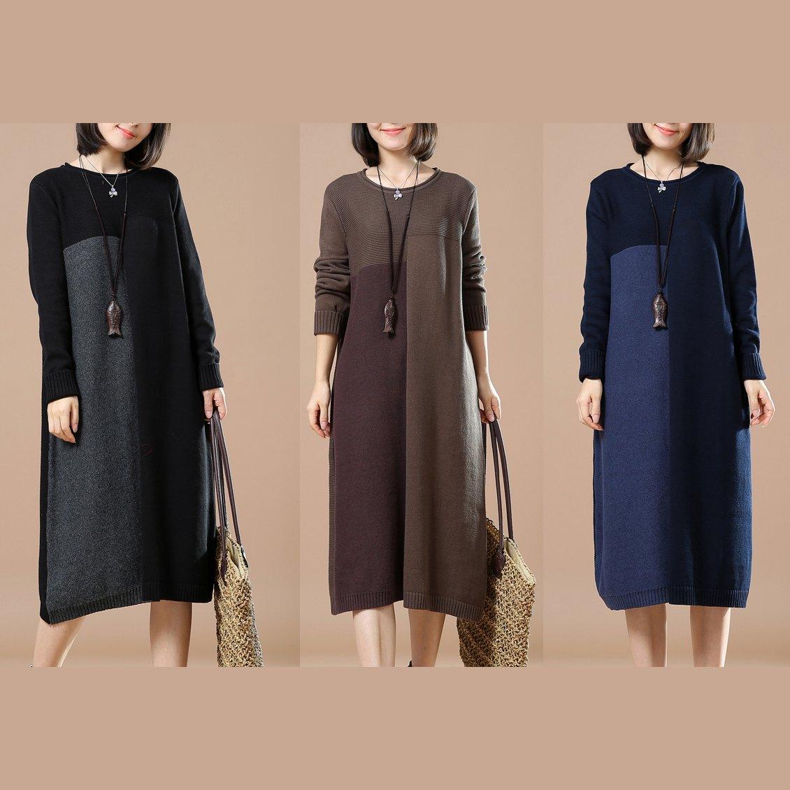 Khaki woman plus size sweaters knit dresses