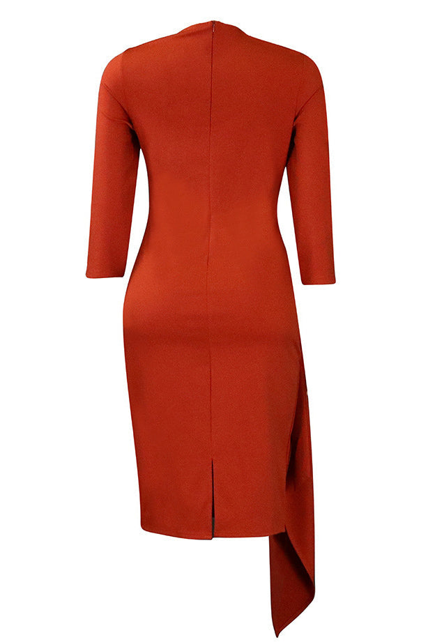 Knee Length Pink Bodycon Office Dress - Fashionpara