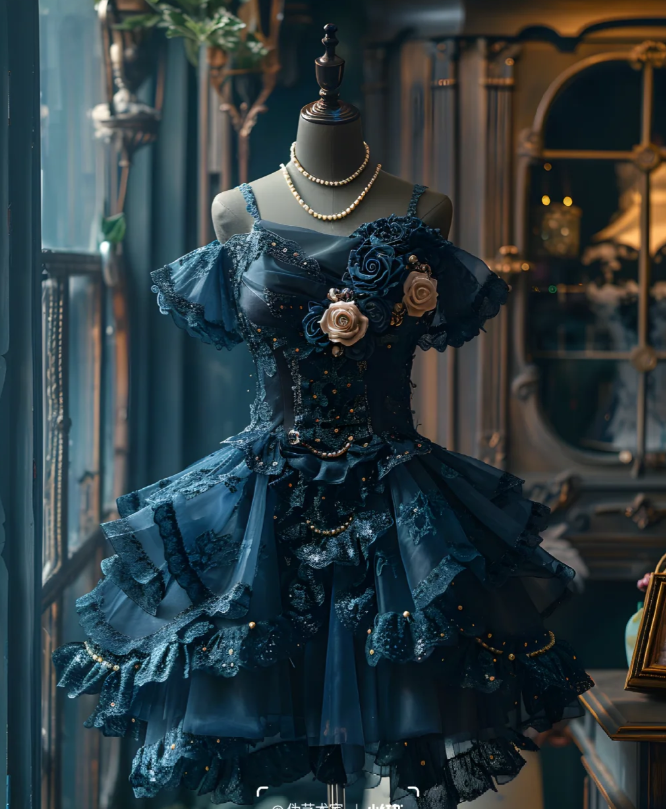 Beautiful Navy Blue Tulle Lace Pleated Short Birthday Outfits Formal 6th Grade Homecoming Dress - FashionDia