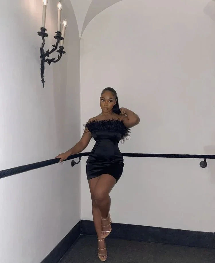 Strapless Black Homecoming Dress Sexy Black Party Dress Y2220 by simplepromdress