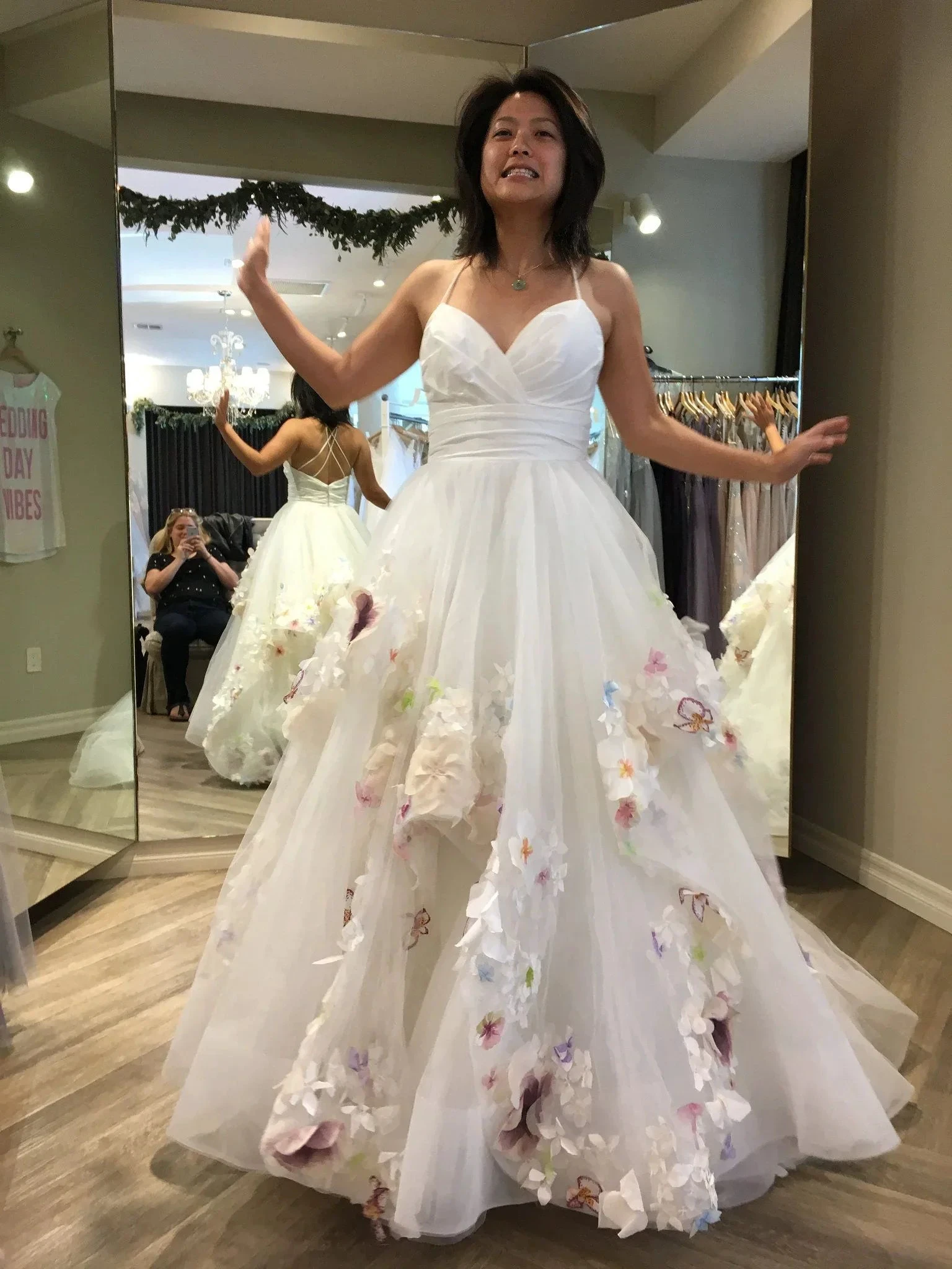 Gorgeous 3D Floral Applique A-line Wedding Dress Y2675 by simplepromdress