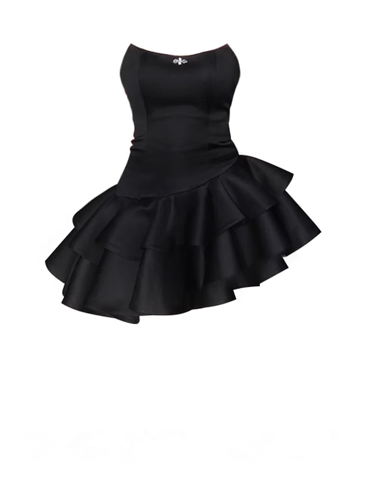 Sexy Black Irregular Puffy Short Homecoming Dress