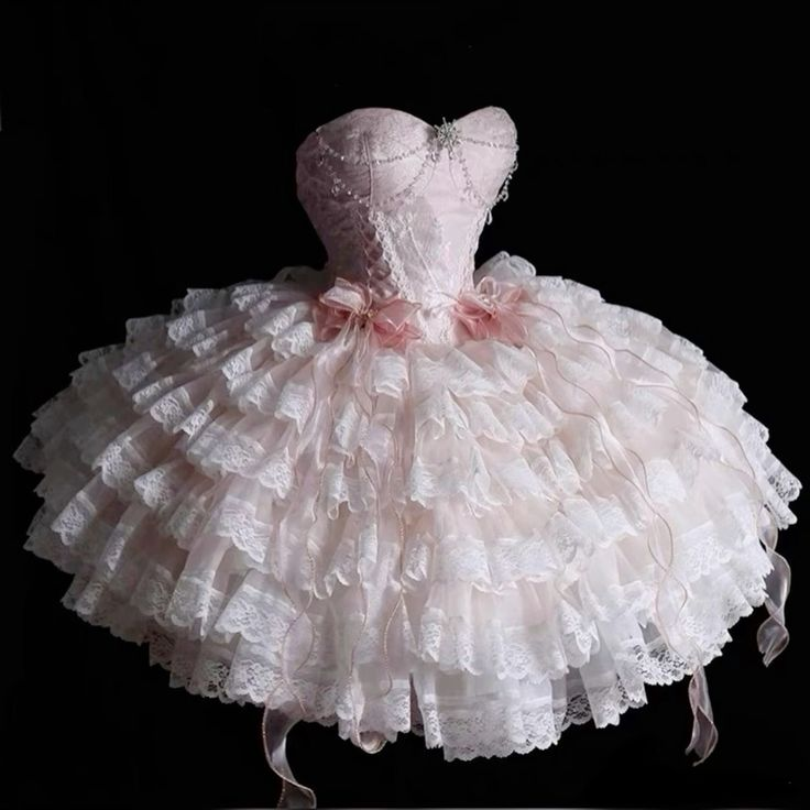 Cute Pink Strapless Lace Layered 16th Birthday Outfits A Line Short Prom Dress