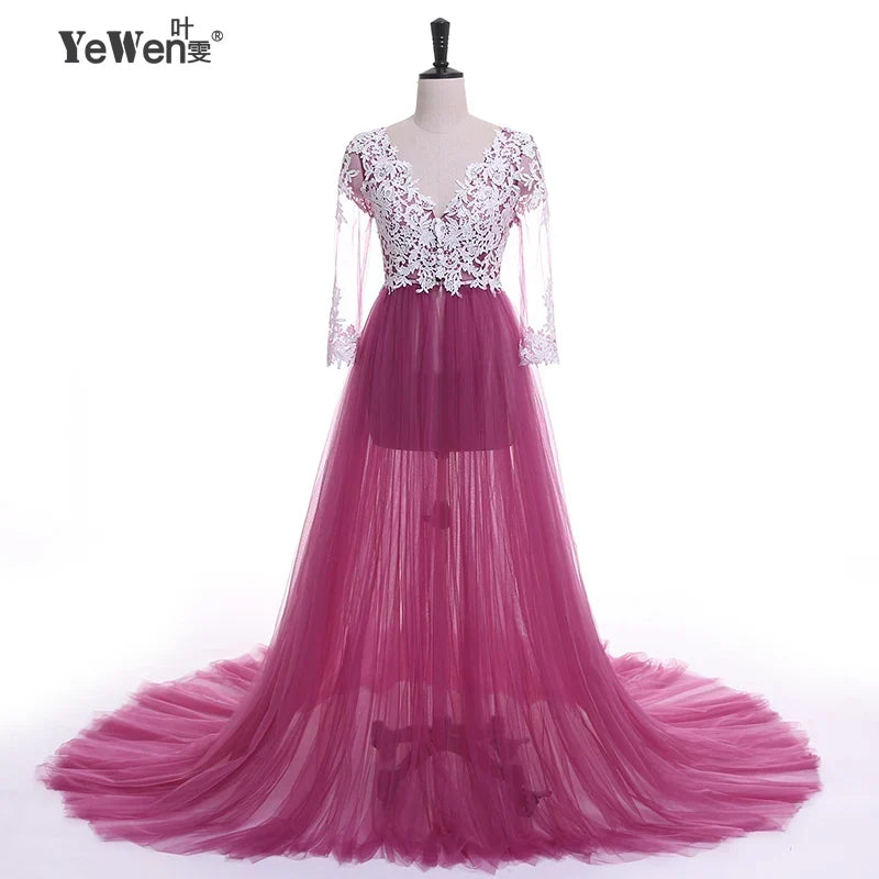 Lace Maternity Dress PhotoShoot Long Pregnancy Shoot Dresses Elegence Maxi Gown Baby Shower - View 14 | VelvetHem