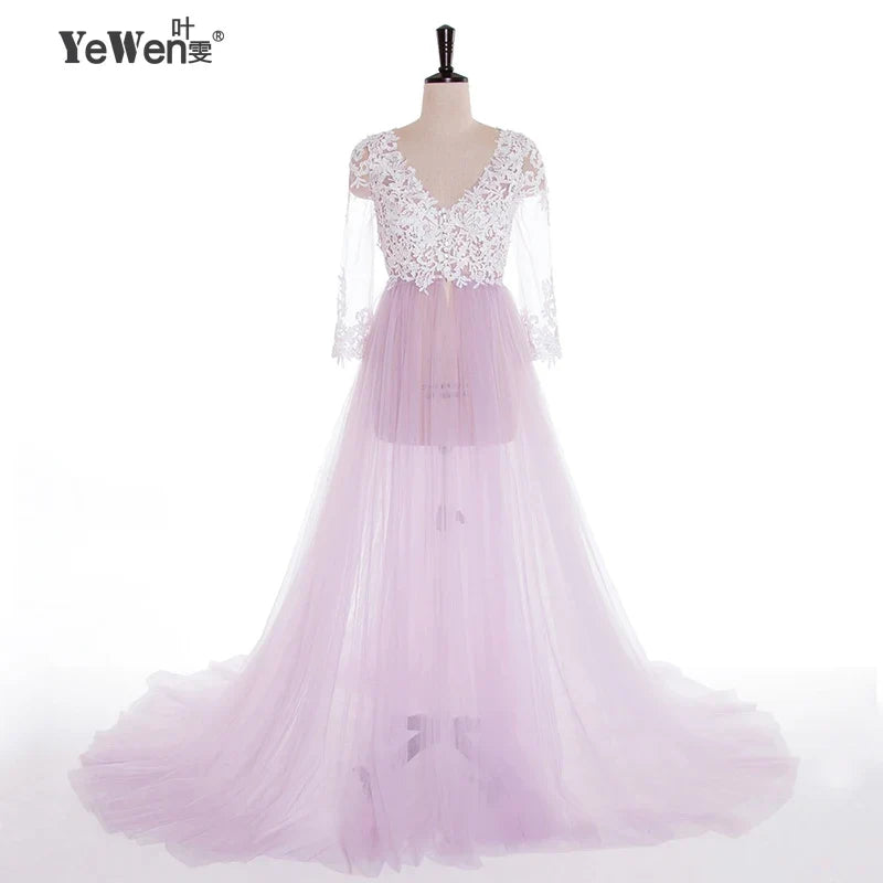 Lace Maternity Dress PhotoShoot Long Pregnancy Shoot Dresses Elegence Maxi Gown Baby Shower - View 5 | VelvetHem