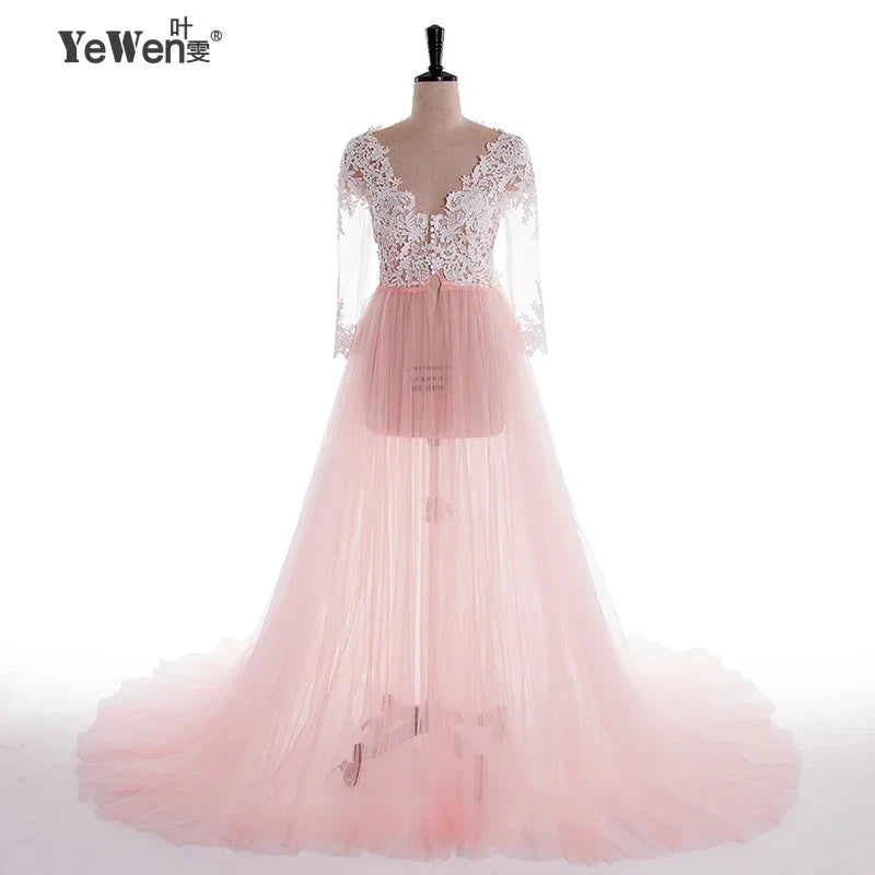 Lace Maternity Dress PhotoShoot Long Pregnancy Shoot Dresses Elegence Maxi Gown Baby Shower - View 8 | VelvetHem