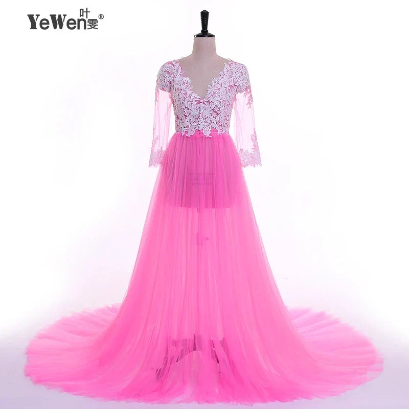 Lace Maternity Dress PhotoShoot Long Pregnancy Shoot Dresses Elegence Maxi Gown Baby Shower - View 9 | VelvetHem