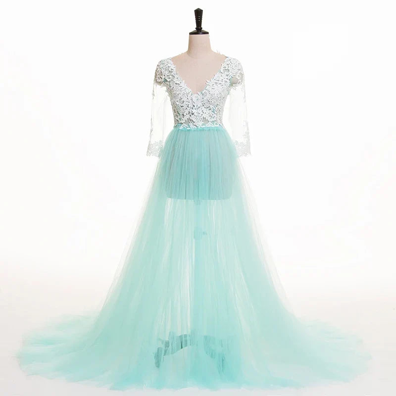 Lace Maternity Dress PhotoShoot Long Pregnancy Shoot Dresses Elegence Maxi Gown Baby Shower - View 10 | VelvetHem