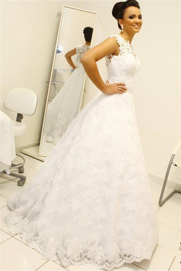 Lace Wedding Dresses Scollaped Vestidos De Noiva Bridal Gowns Removable Skirt BA1519