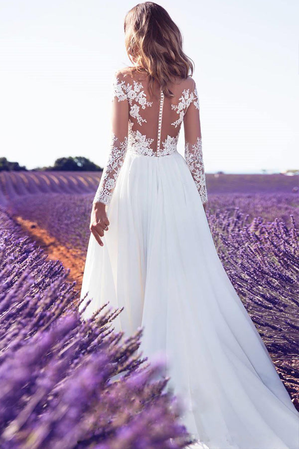 White See Through Slit Lace Dress - Fashionpara