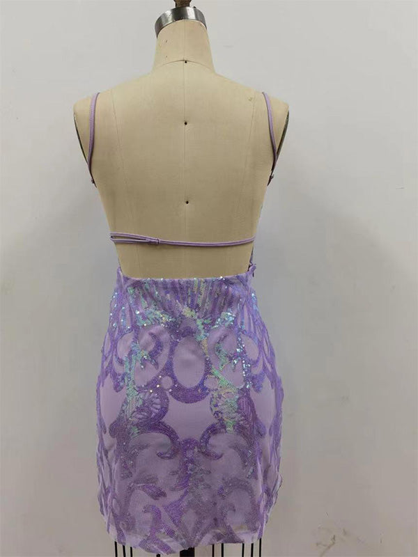 Sequin Spaghetti Straps Bodycon Homecoming Dress