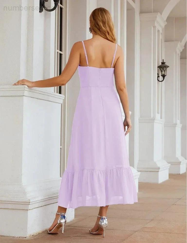 ZapDress  Spaghetti Strap Chiffon Bridesmaid Dress Ankle Length Formal A Line Cocktail Party Homecoming Dress for Juniors (ZD16949)