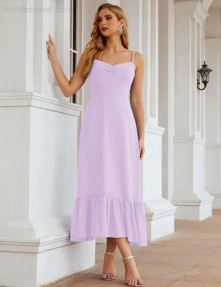 ZapDress  Spaghetti Strap Chiffon Bridesmaid Dress Ankle Length Formal A Line Cocktail Party Homecoming Dress for Juniors (ZD16949)
