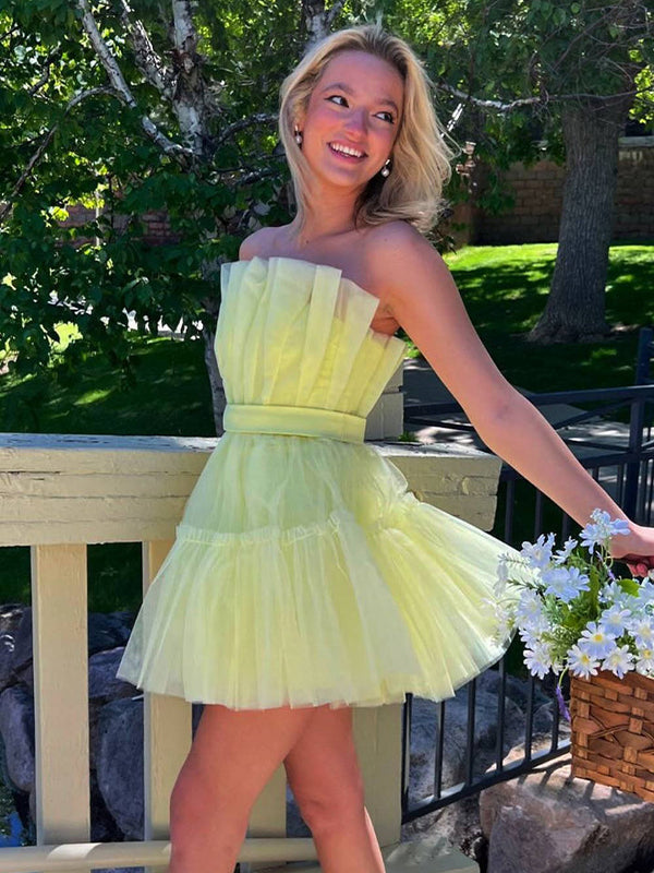 Strapless A-Line Tulle Homecoming Dress