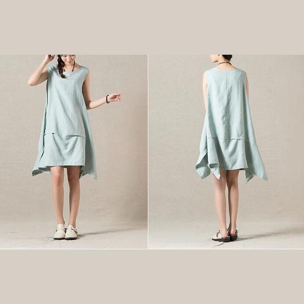 Yellow layered linen dress sleeveless cotton sundress