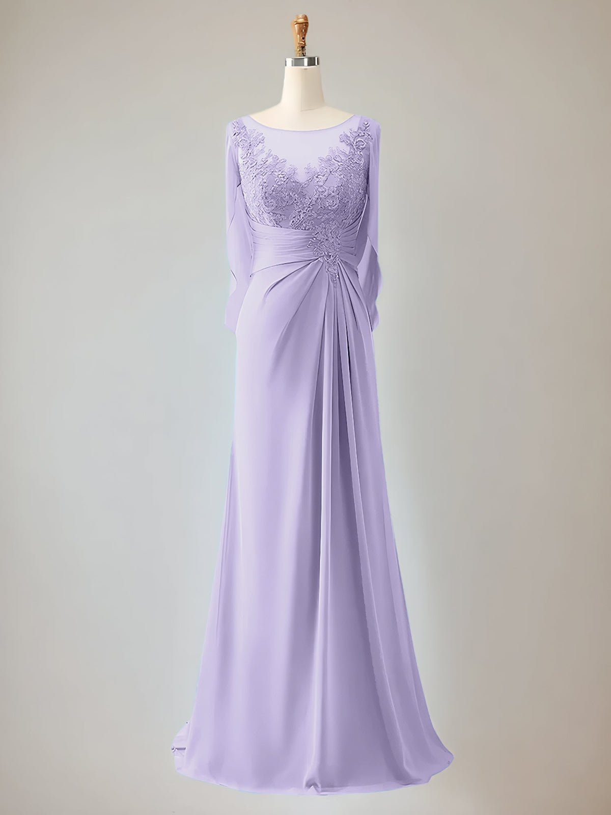 Trumpet/Mermaid Scoop Neck 1/2 Sleeve Chiffon Mother of the Bride Dress With Beadings