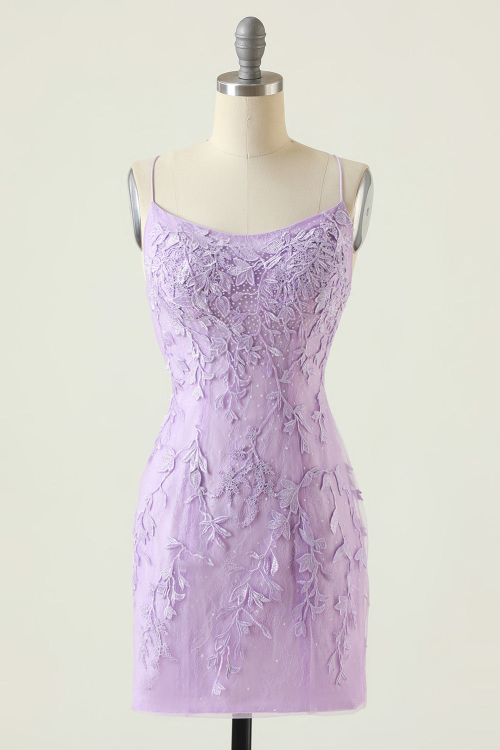 Lilac Homecoming Dresses Tight Short Cocktail Dresses with Appliques