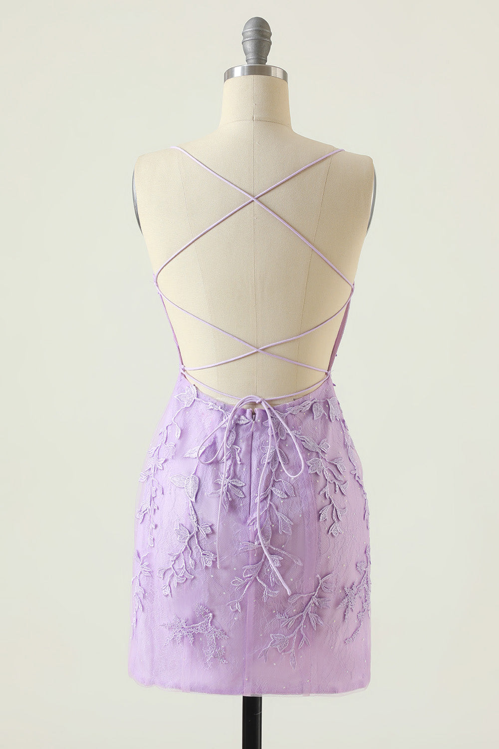Lilac Homecoming Dresses Tight Short Cocktail Dresses with Appliques