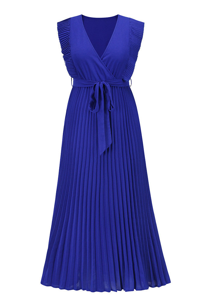 Lilac A-Line Sleeveless V-Neck Maxi Dress - Fashionpara