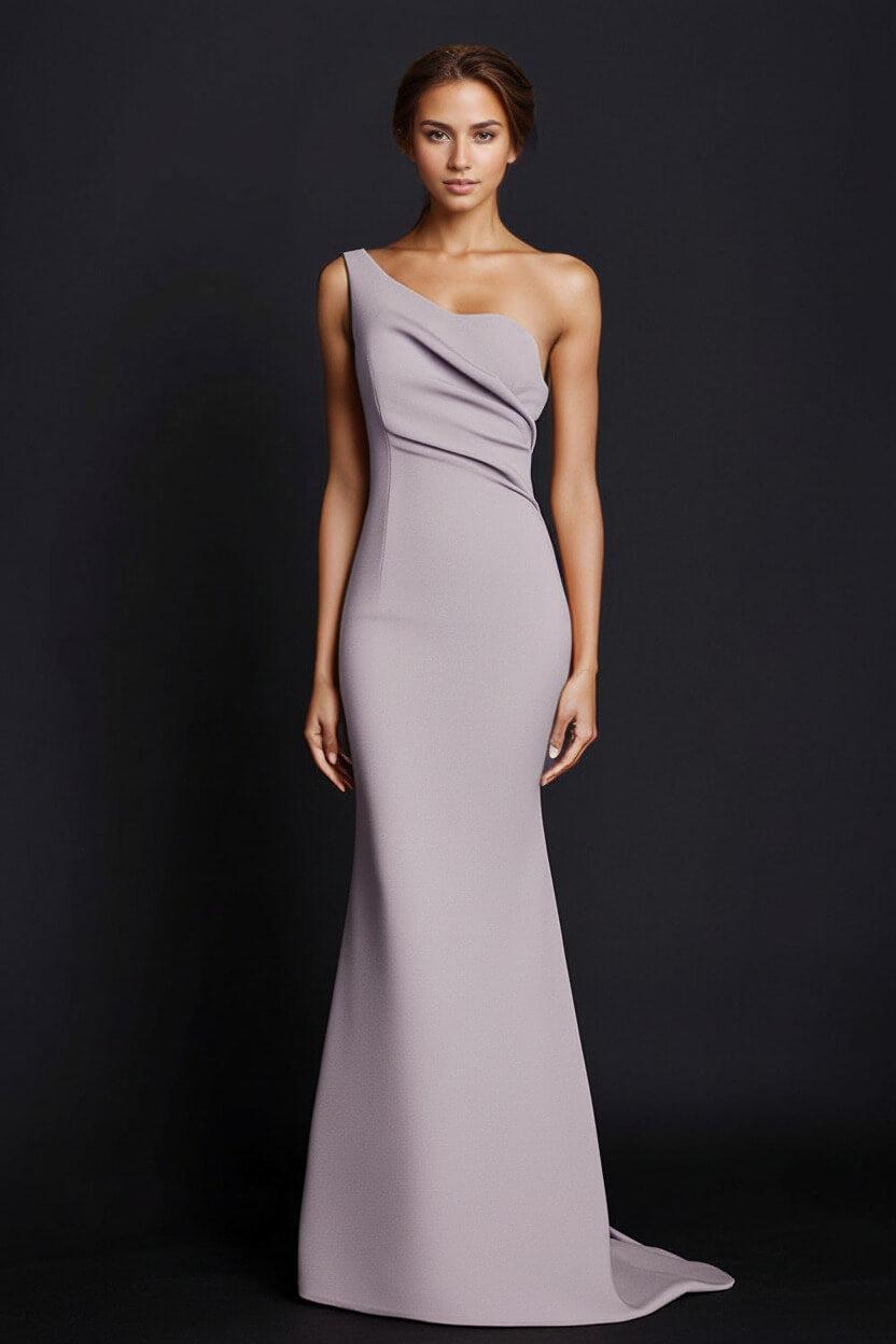 One Shoulder Khaki Wedding Guest Dress Mermaid Long Formal Dress