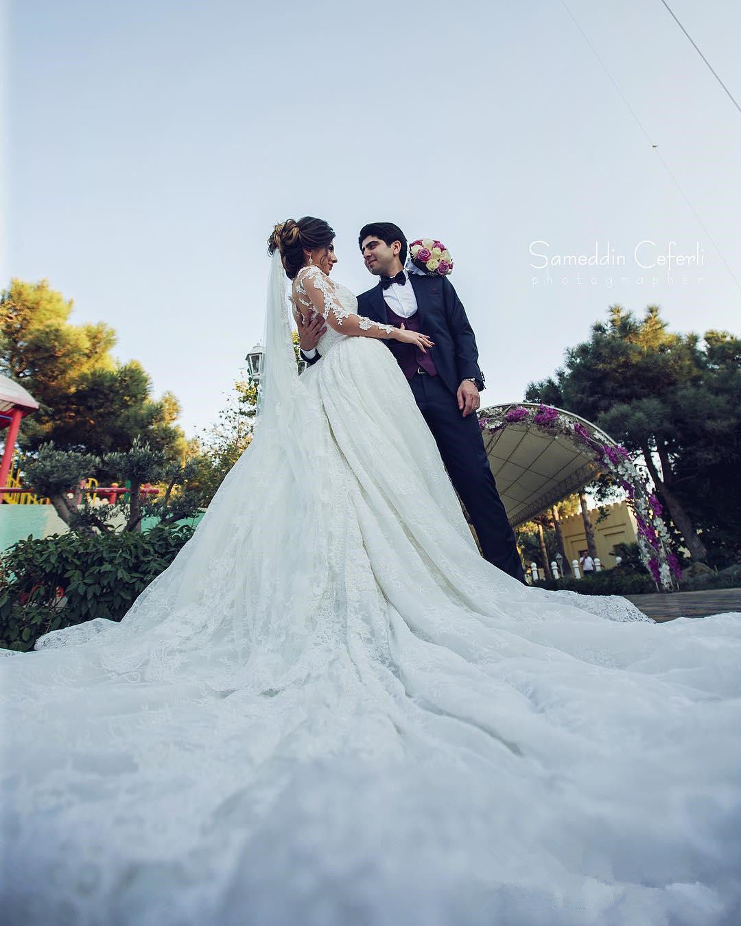 Long Sleeve Lace Wedding Dresses  | Ball Gown Long Train See Through Back Bride Dress