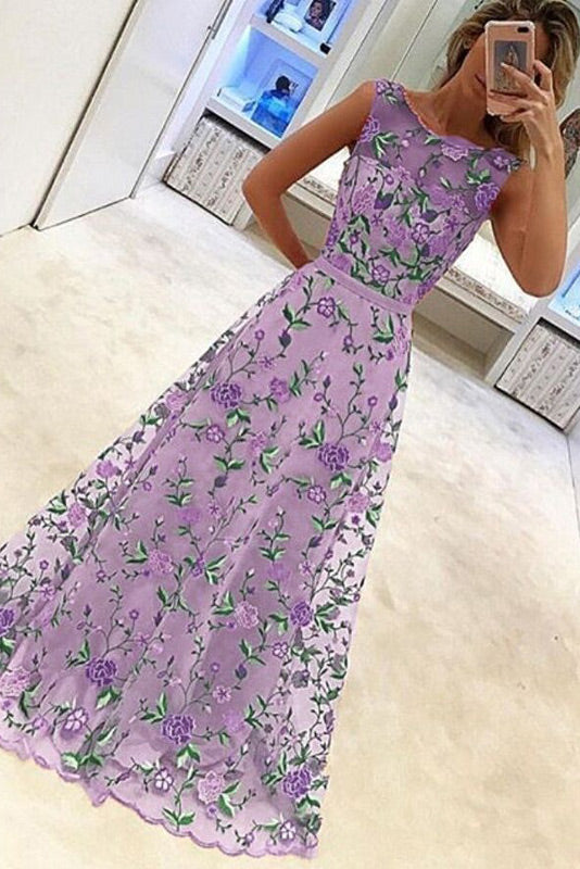 Long Sleeveless A-Line Prom Dress Evening Gown - Fashionpara