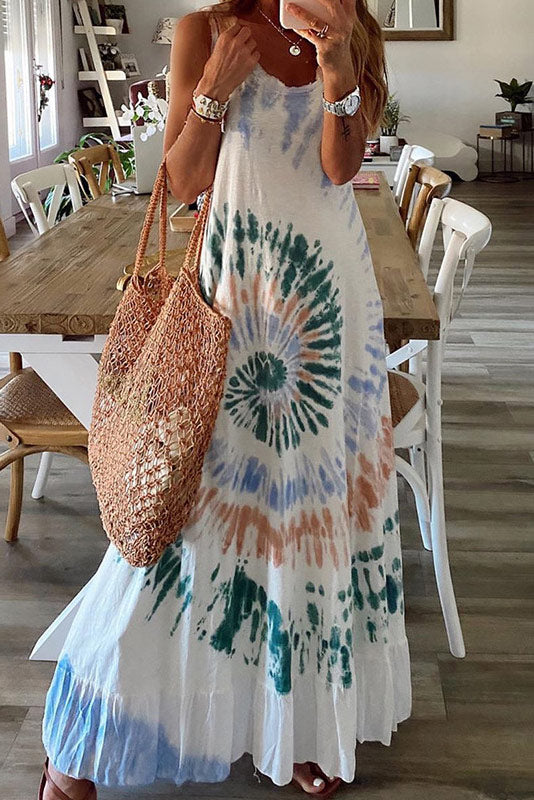 Loose Printed Vacation Maxi Tank Dress - Fashionpara