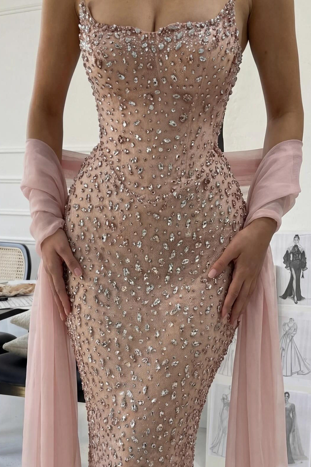 Luxurious Mermaid Strapless Light Champagne Long Prom Dress with Beading
